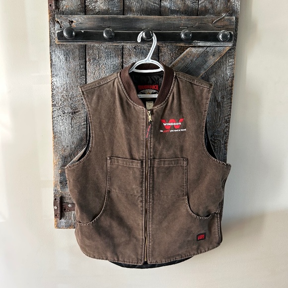 Men's Tough Duck Insulated Full Zipper Vest w/Windsor Logo Light Brown - Picture 1 of 4